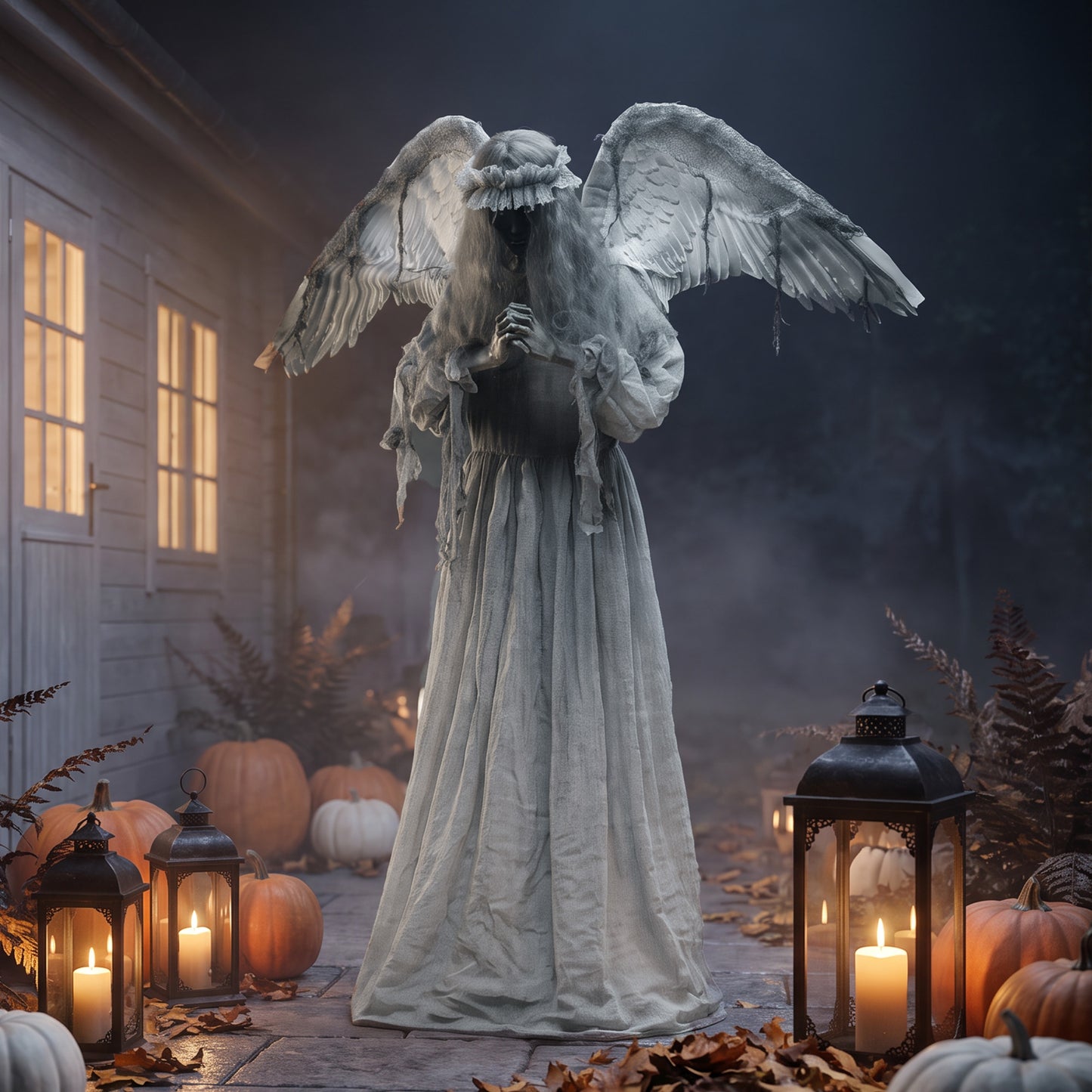 Décoration Halloween Ange Animé avec Son et Activation Tactile