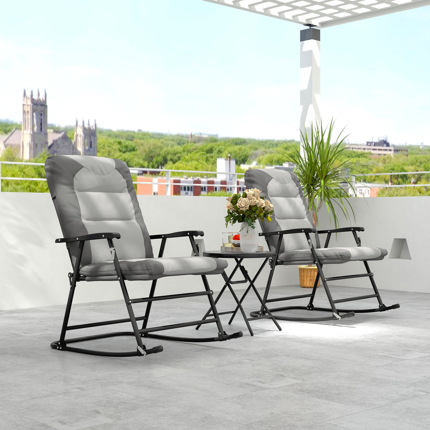 Ensemble chaise berçante pliable 3 pièces