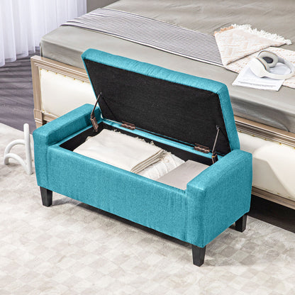 Banc coffre capitonné en lin
