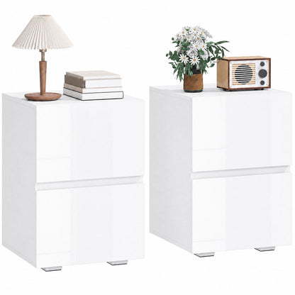 Table de chevet moderne 2 tiroirs — Lot de 2