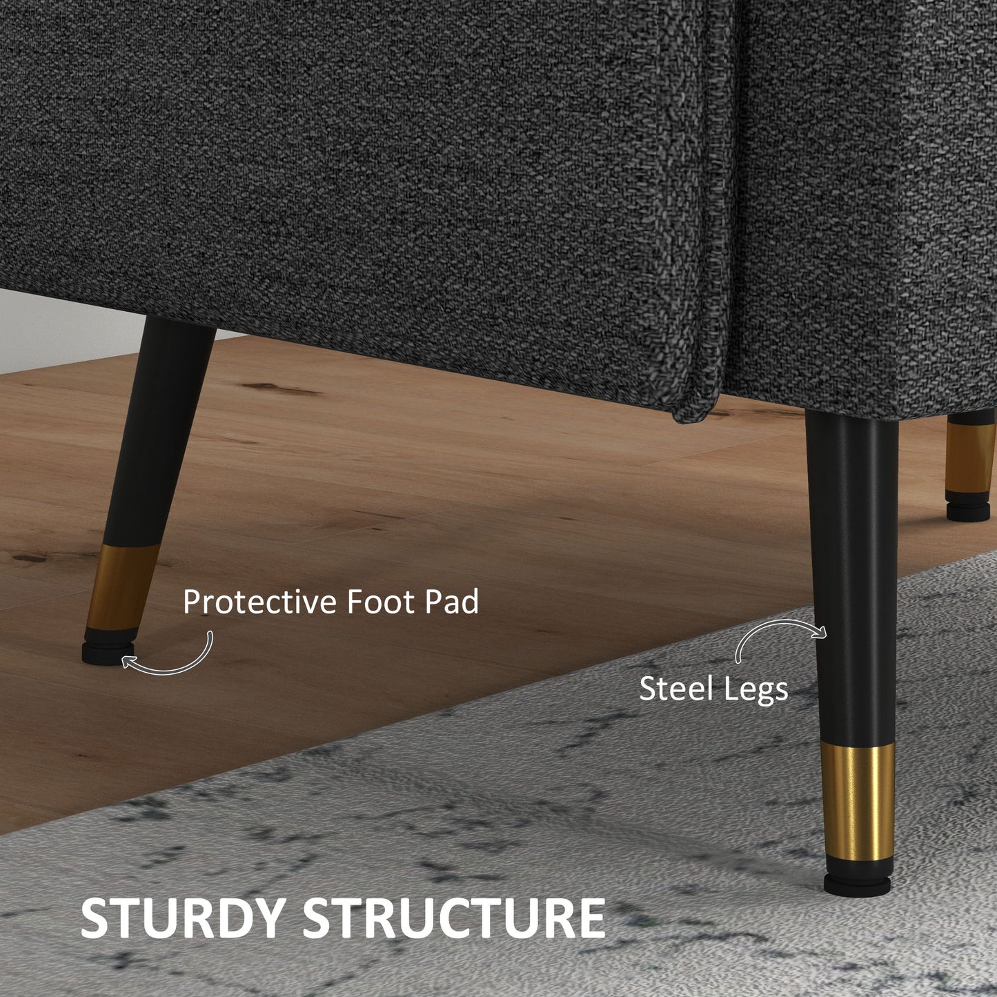 Fauteuil d'accent rembourré dossier capitonné pieds acier