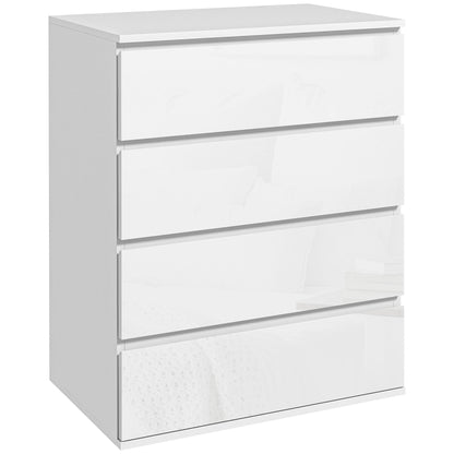 Commode 4 tiroirs fini haute brillance pour chambre