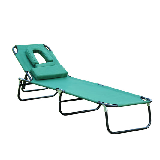 Chaise longue pliable avec trou visage 3 positions