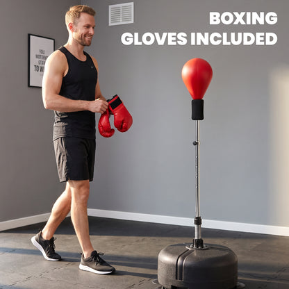 Sac de frappe sur pied réglable avec gants