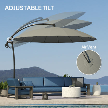 Parasol déporté rotatif 274 cm — 16 baleines en fibre de verre