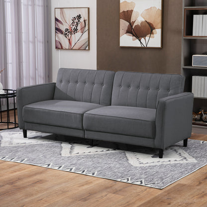 Sofa-lit convertible capitonné à dossier ajustable