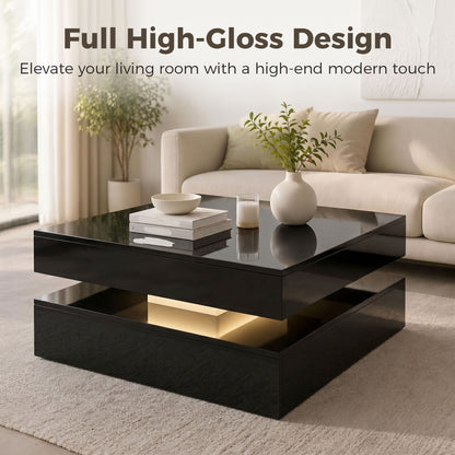 Table basse LED 2 niveaux haute brillance