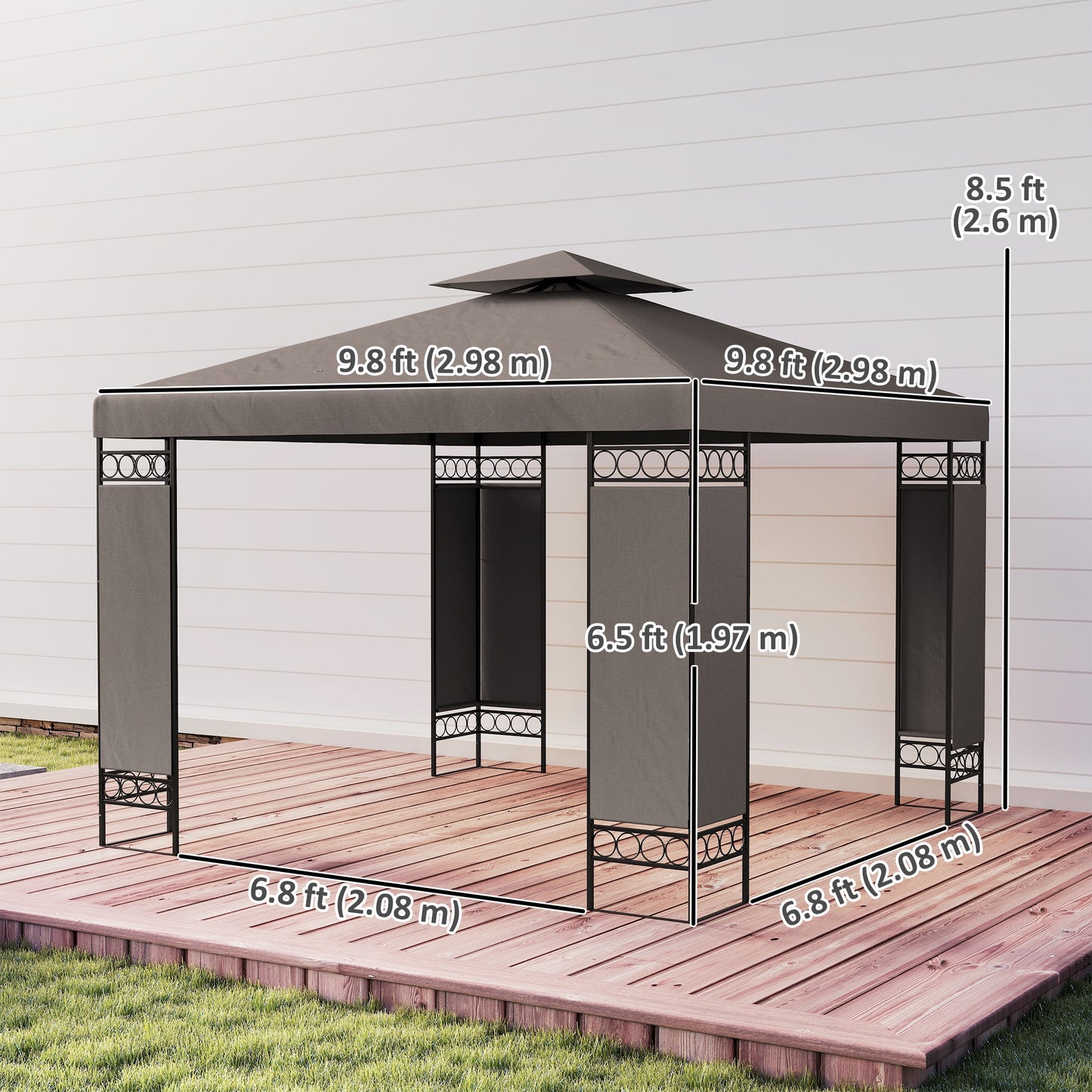 Gazebo double toit avec panneaux écran 3x3m