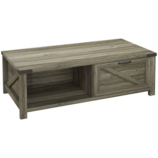 Table basse industrielle avec tiroir et étagères