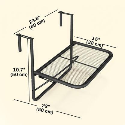 Table de balcon suspendue ajustable pour rambarde