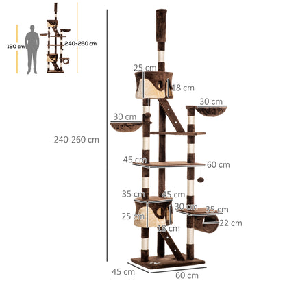 Arbre à chat multi-niveaux ajustable 240-260 cm