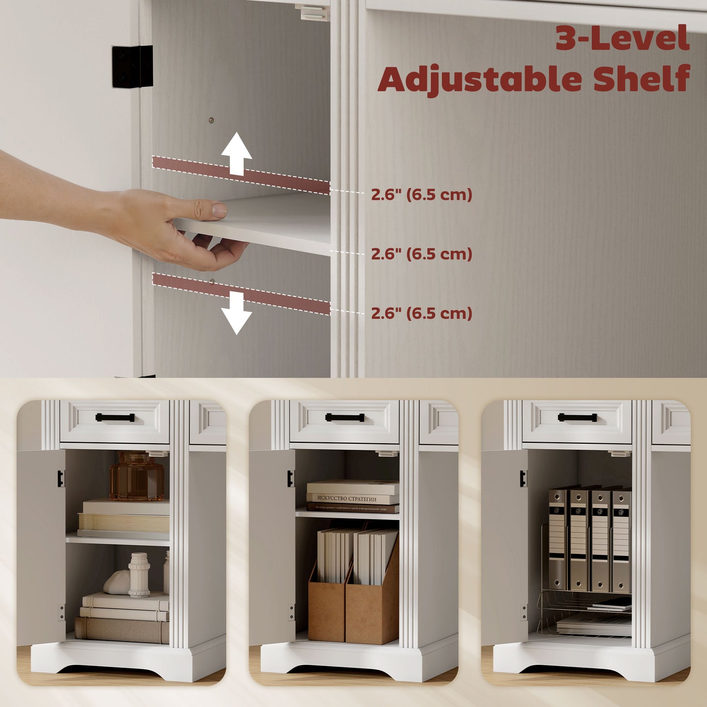 Bureau exécutif farmhouse avec tiroirs à fermeture douce