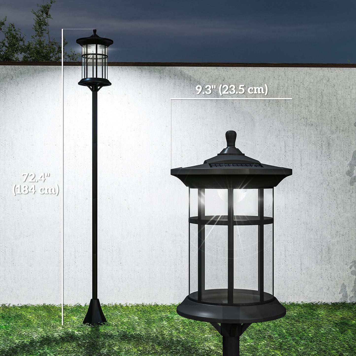 Lampadaire solaire extérieur DEL blanc froid 183 cm