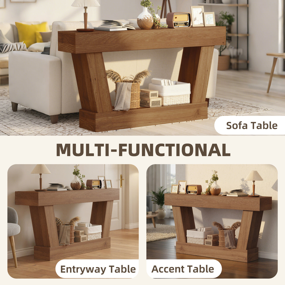 Console vintage pour entrée en bois d'ingénierie
