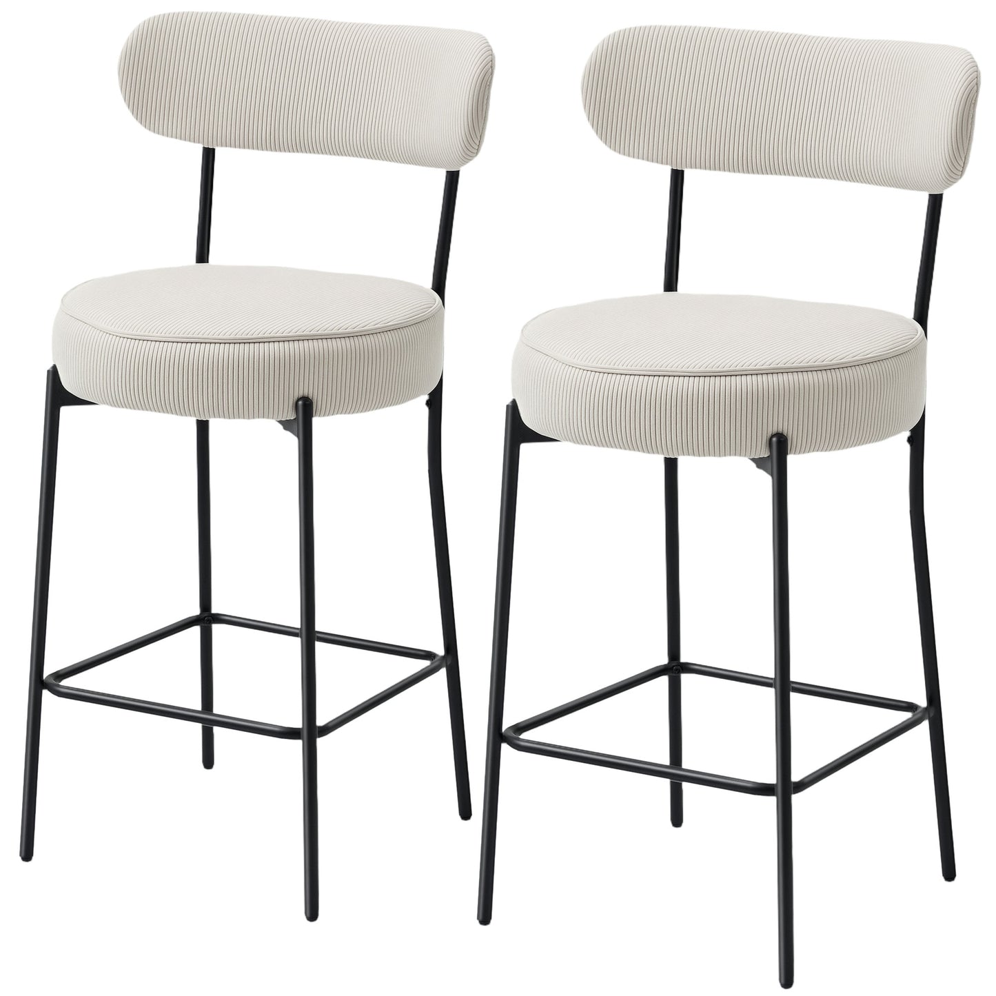 Tabourets de bar rembourrés en velours côtelé — lot de 2