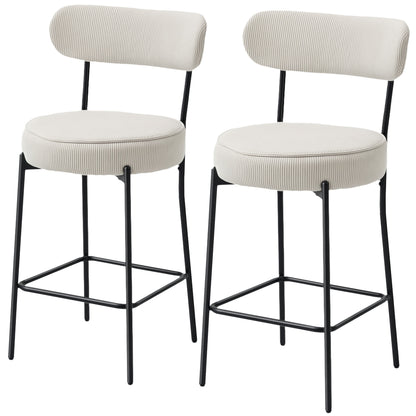 Tabourets de bar rembourrés en velours côtelé — lot de 2