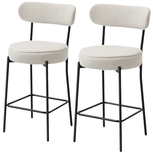 Tabourets de bar rembourrés en velours côtelé — lot de 2