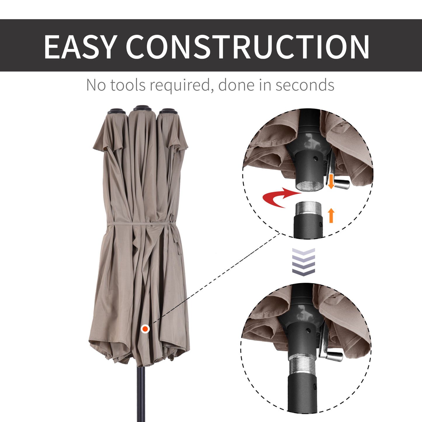 Parasol double face 4,6m avec manivelle acier
