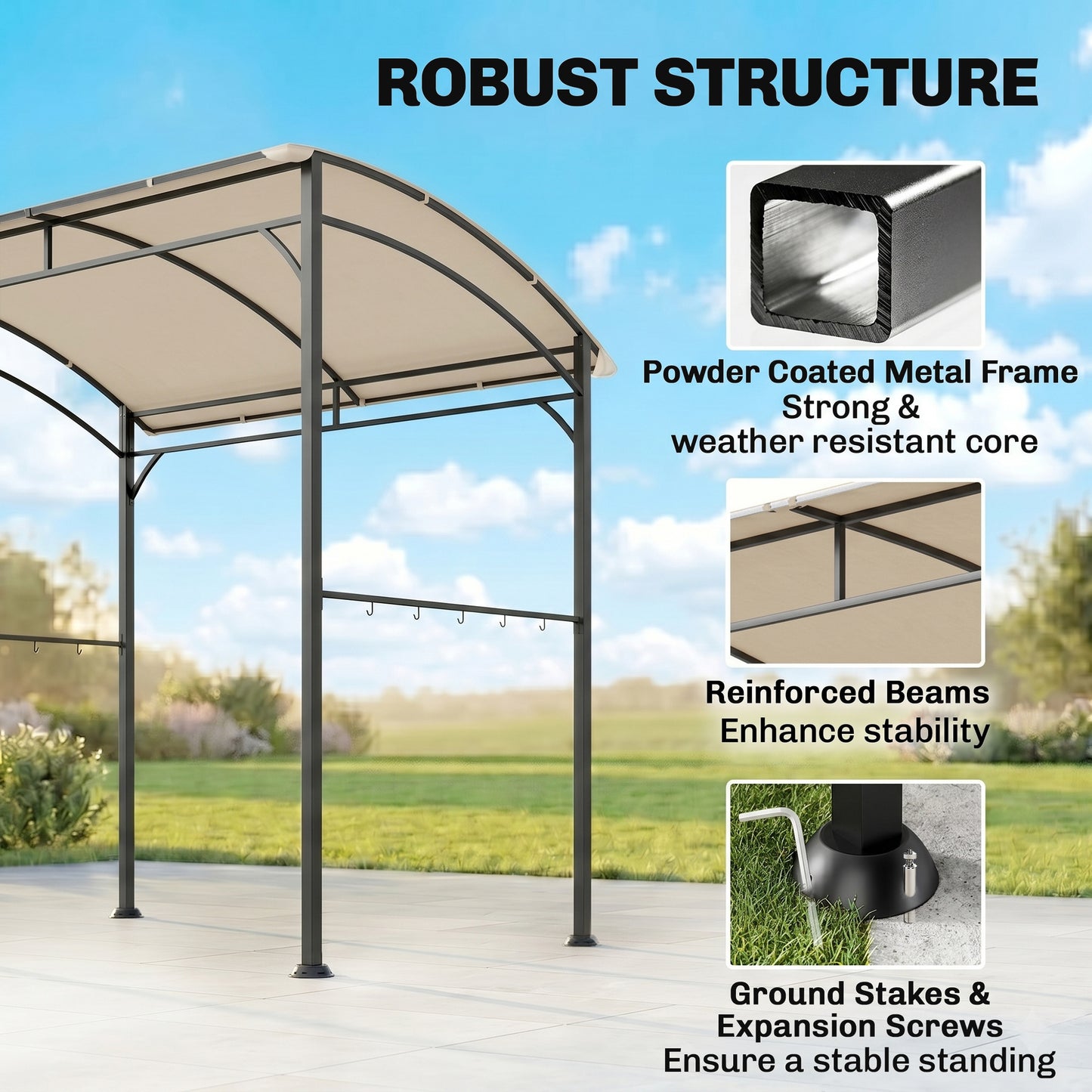 Gazebo BBQ courbé 7' x 5'