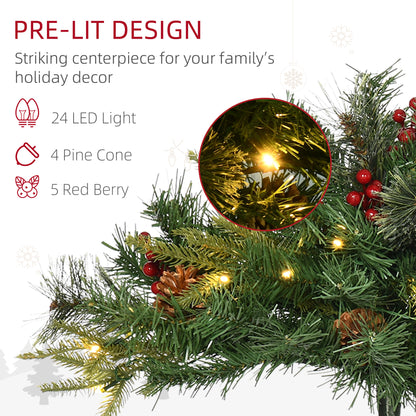 Sapins de Noël artificiels prééclairés 46 cm avec baies — Lot de 2