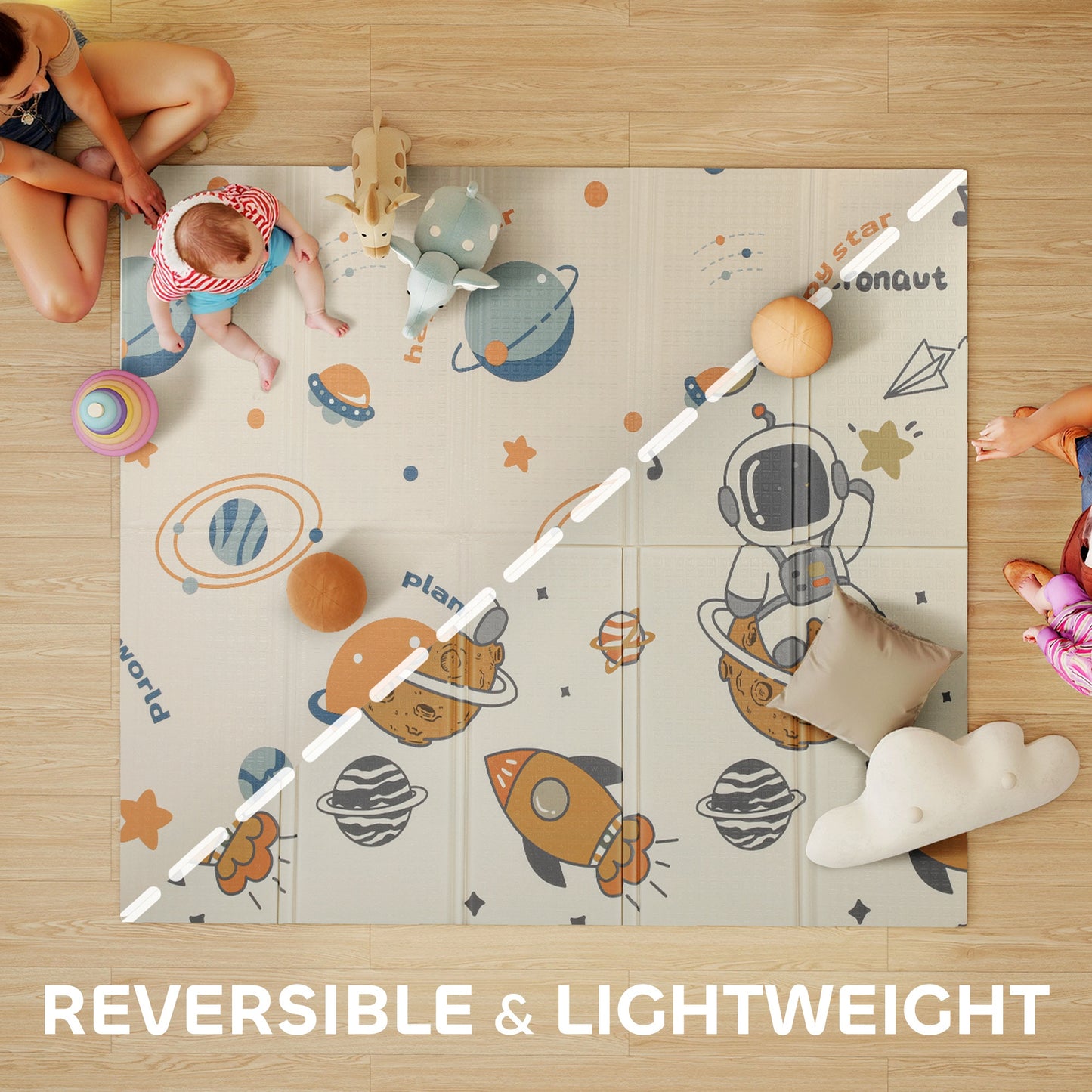 Tapis de jeu bébé pliable double face