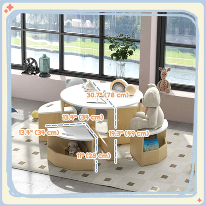 Ensemble table et chaises pour enfants avec rangement — Lot de 5