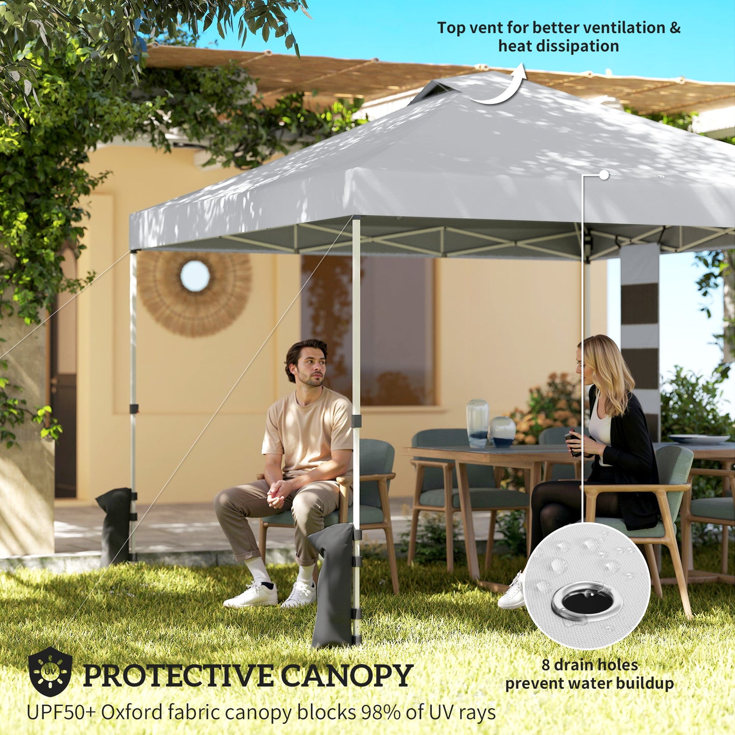 Tente Pavillon Instantané 2.93 x 2.93 m UPF 50+