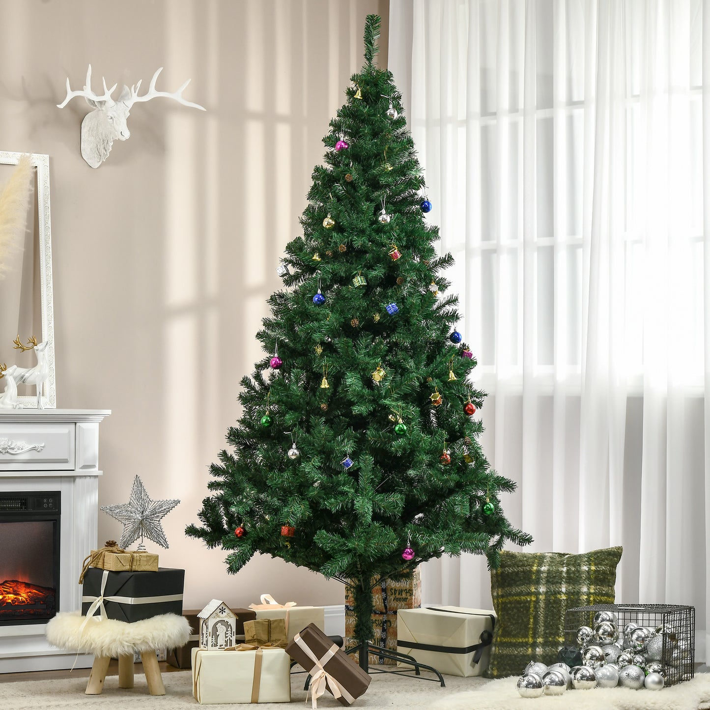 Sapin de Noël artificiel 210 cm avec ornements