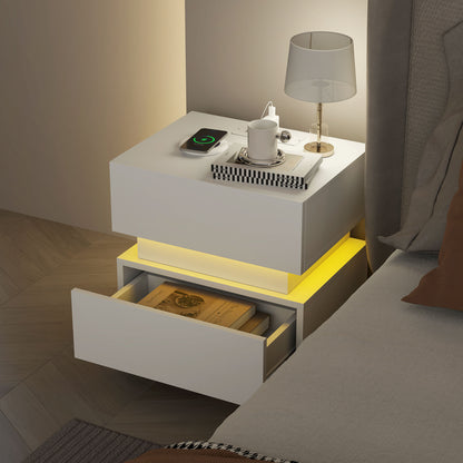 Table de chevet moderne avec station de charge et lumiere