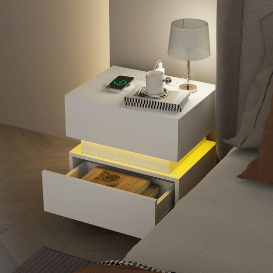 Table de chevet moderne avec station de charge et lumiere