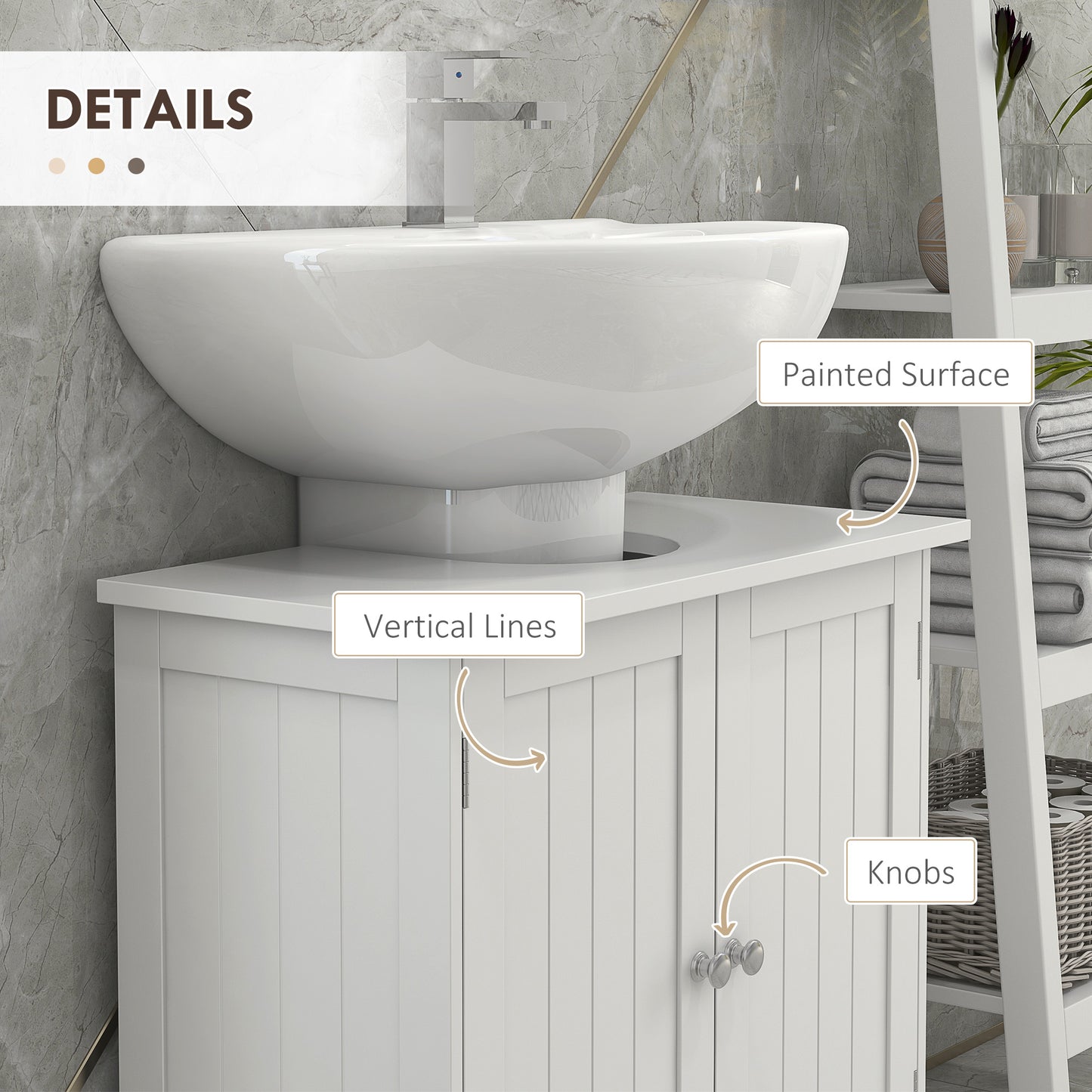 Meuble-lavabo sous évier avec 2 portes et tablette