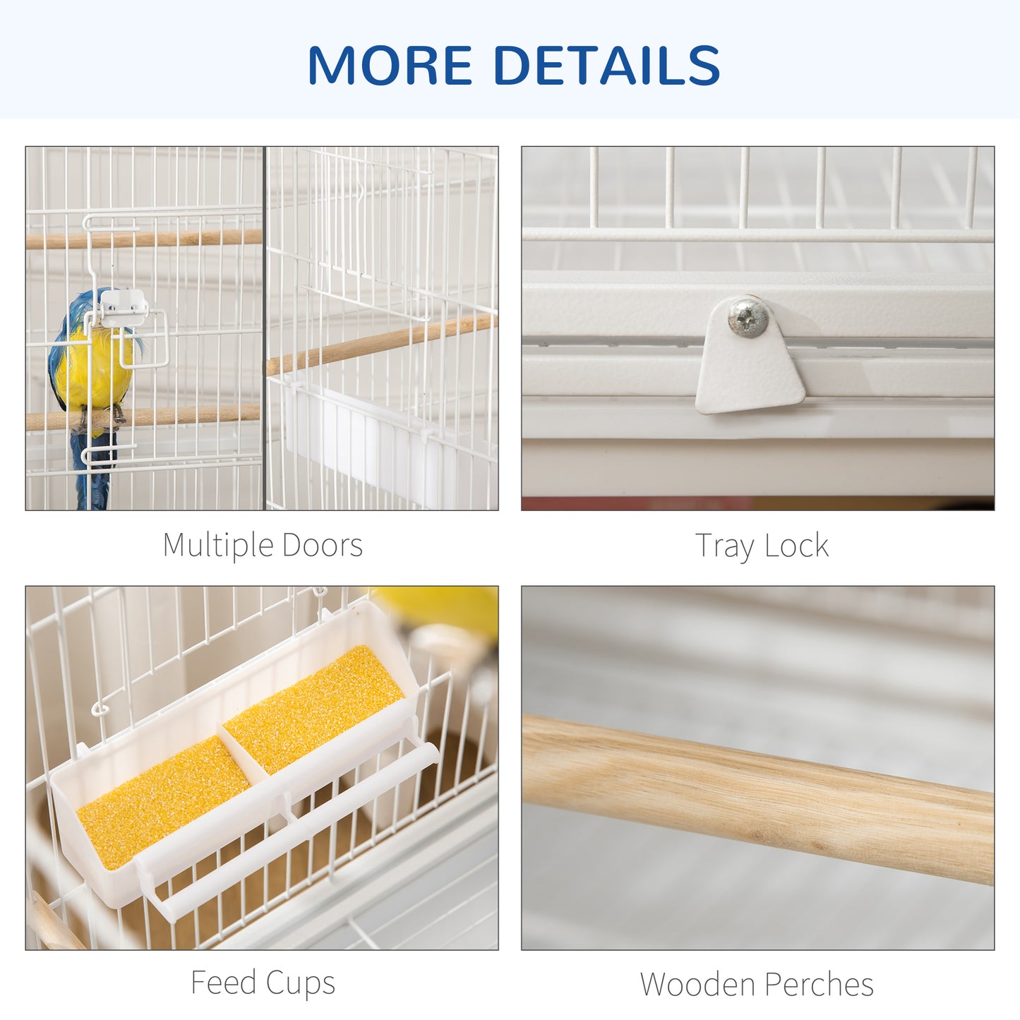 Grande cage à oiseaux en acier avec roulettes et perchoirs