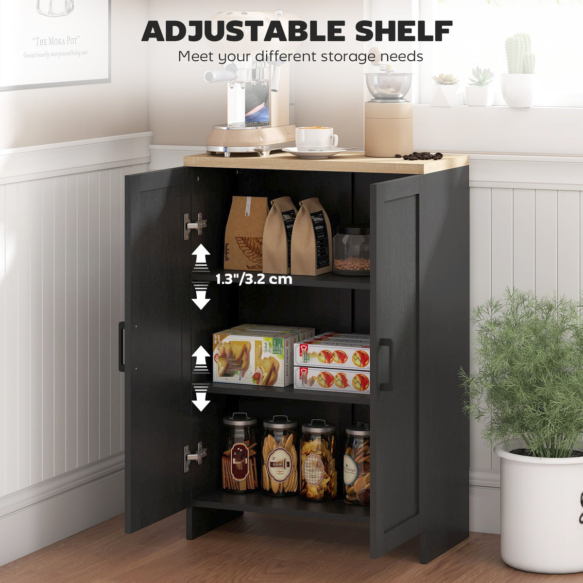 Armoire de rangement avec portes et étagère ajustable