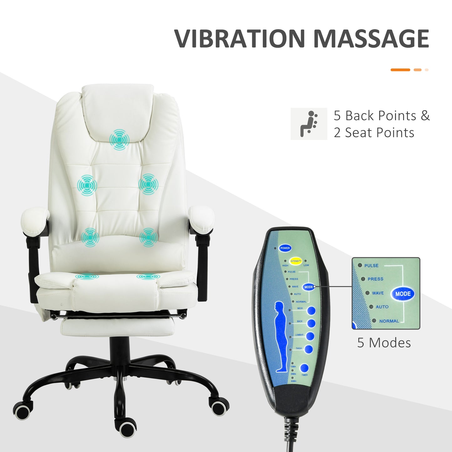 Chaise de bureau massante inclinable avec repose-pieds