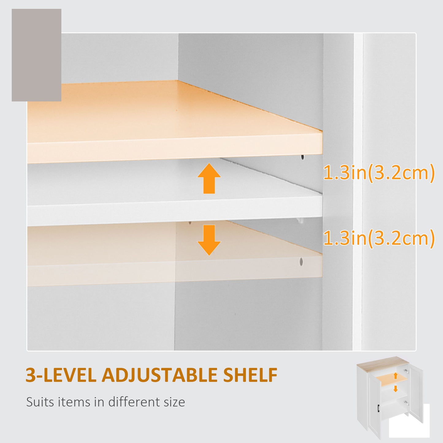 Armoire de rangement avec portes et étagère ajustable