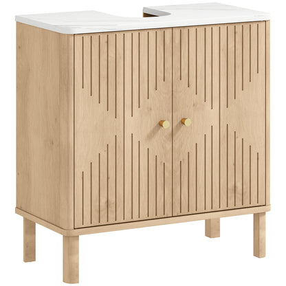Meuble-lavabo sur pied avec portes rainurées