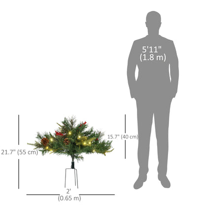 Sapins de Noël artificiels prééclairés 46 cm avec baies — Lot de 2
