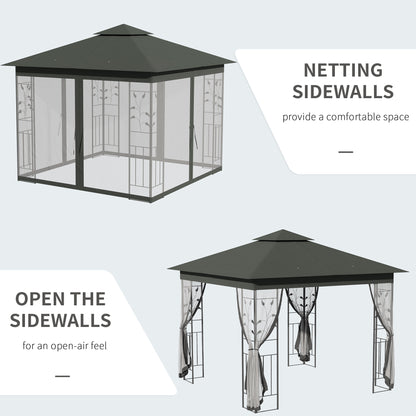Gazebo de patio toit double 3x3 m acier