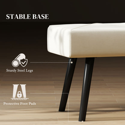 Banc de lit capitonné velours — pieds en acier