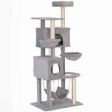 Arbre à chat multi-niveaux 168 cm avec condos et hamacs