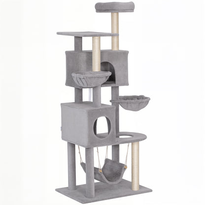 Arbre à chat multi-niveaux 168 cm avec condos et hamacs