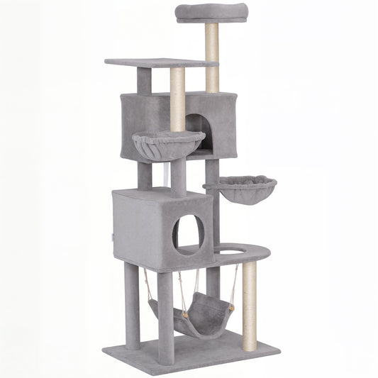Arbre à chat multi-niveaux 168 cm avec condos et hamacs