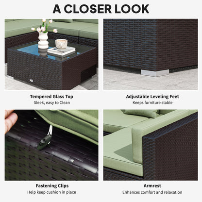 Ensemble de meubles de patio 7 pièces rotin modulaire