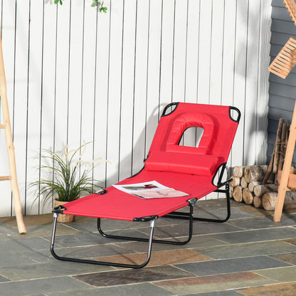 Chaise longue pliante avec trou visage ajustable