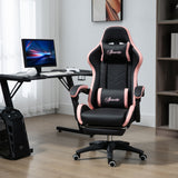 Chaise de gaming ergonomique en similicuir avec repose-pieds