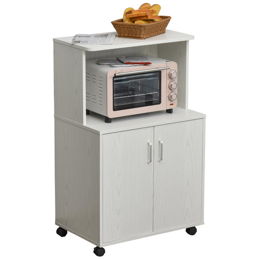 Chariot micro-ondes avec rangement et cabinet 2 portes