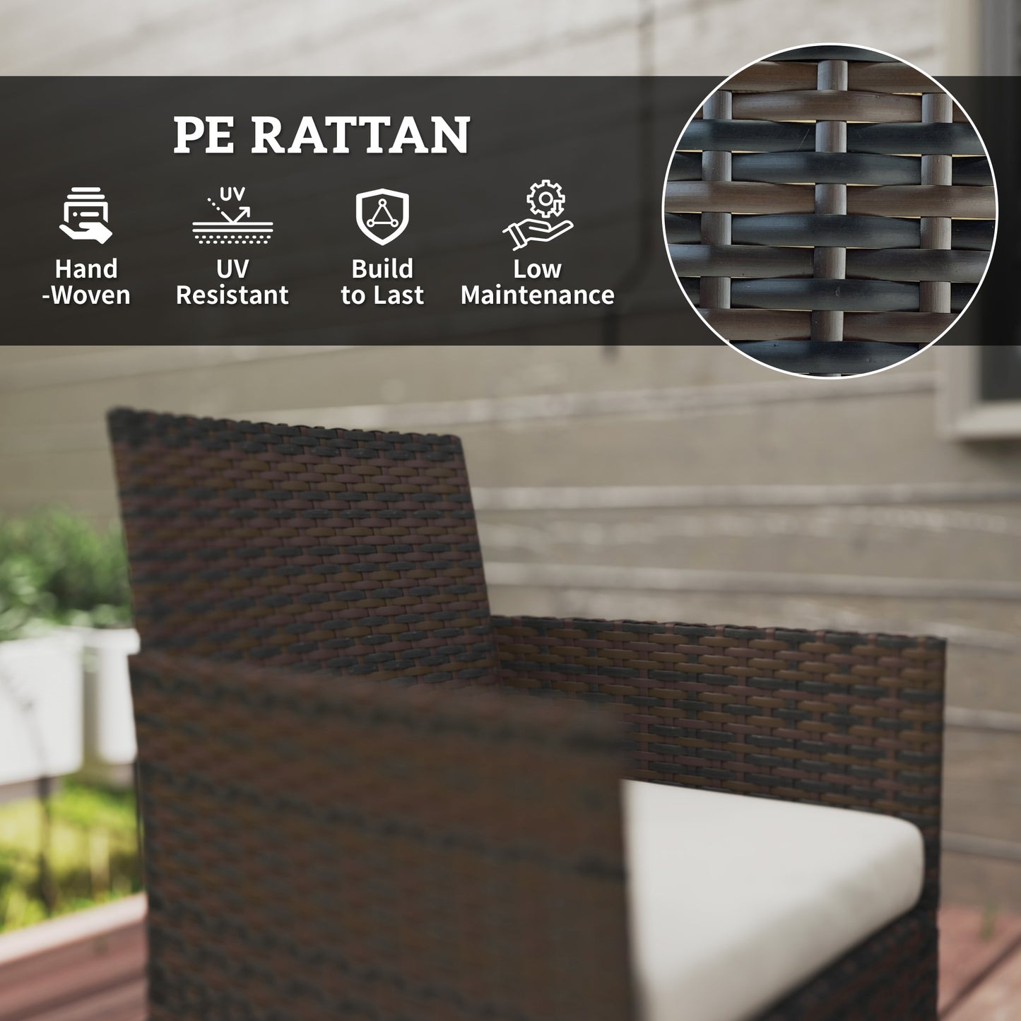 Outsunny 4-Piece Rattan Patio Set with Loveseat and Table Beige
