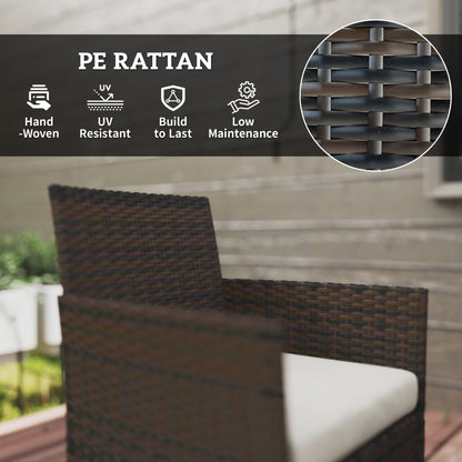 Outsunny 4-Piece Rattan Patio Set with Loveseat and Table Beige