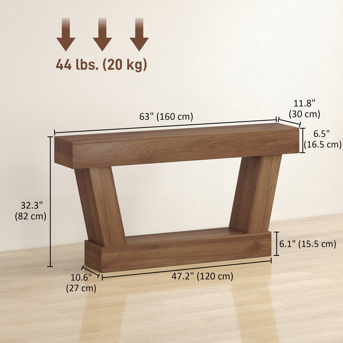 Console vintage pour entrée en bois d'ingénierie
