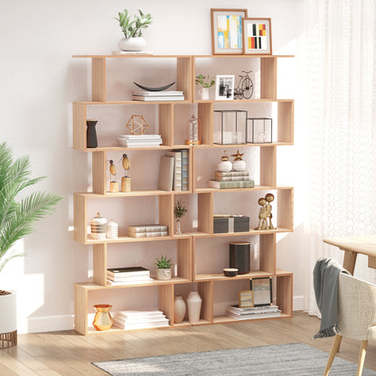 Bibliothèque géométrique moderne à 6 niveaux en bois